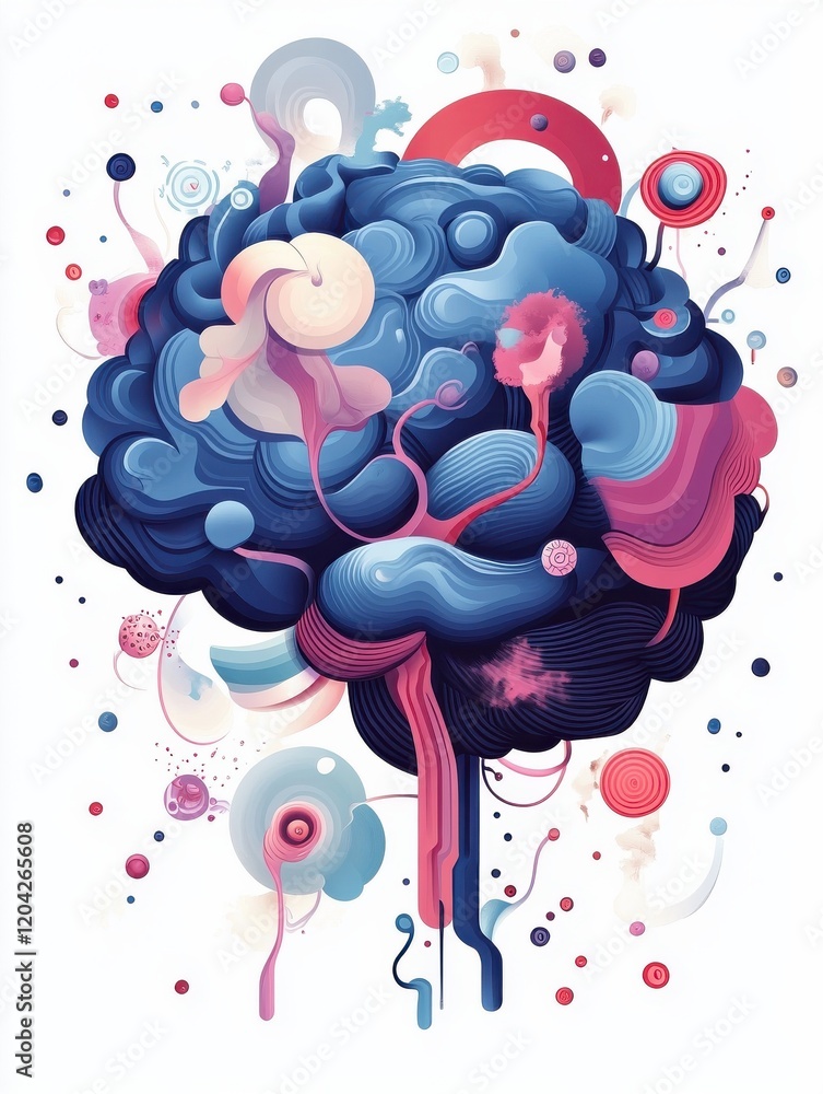 Poster brain activity abstract concept vector illustration set. thinking and imagination, problem solving, 