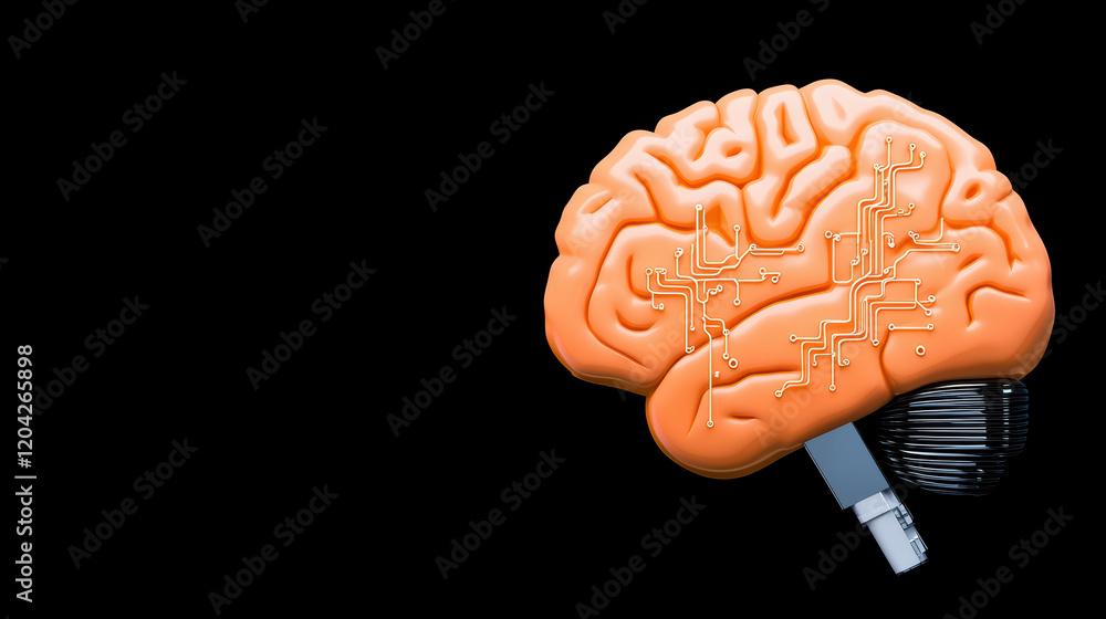 Poster digital brain with circuits representing machine learning
