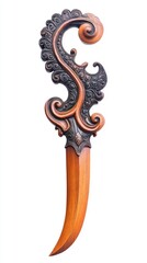 keris is traditional weapon in indonesia. keris make from metal and wood isolated on white.