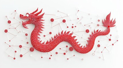 A striking red dragon illustration representing power and strength.