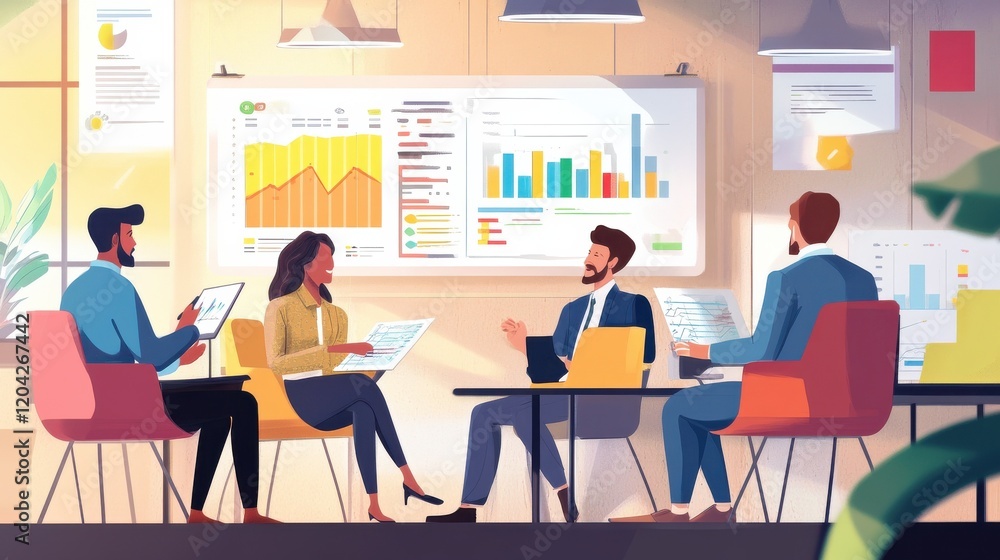 Aufkleber a conceptual image symbolizing startup success and financial growth, featuring a diverse team of pro