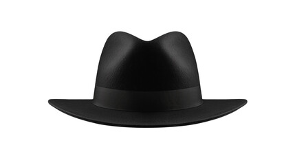 Black fedora hat with no background. Isolated

