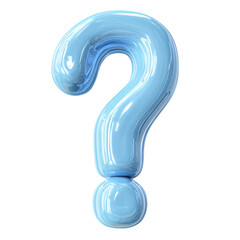 Blue 3D Question Mark Design Isolated on Transparent Background