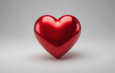 Fototapeta premium red 3d rendering of a metallic shiny heart isolated illustration
