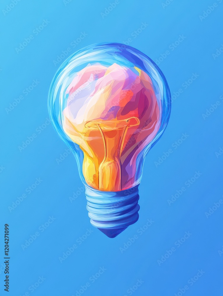 Aufkleber creative generative ai illustration of brain in light bulb shape with concept of idea or brainstorm 