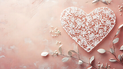 Soft pink glittery Valentine’s Day heart on a pastel background, a delicate and romantic design symbolizing love, happiness, and joy for a beautiful celebration of affection.