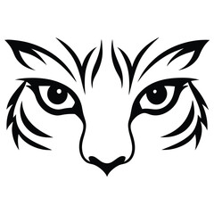 Tiger Eyes Vector Art Illustration, Wild Animal Design, Symbolic Tiger Head Artwork