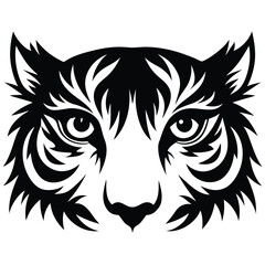 Tiger Eyes Vector Art Illustration, Wild Animal Design, Symbolic Tiger Head Artwork