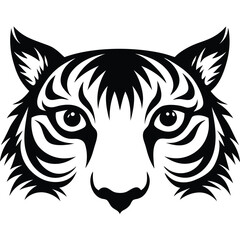 Tiger Eyes Vector Art Illustration, Wild Animal Design, Symbolic Tiger Head Artwork