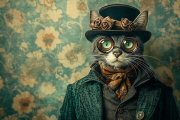 сute and funny cat wearing in the costume of different characters