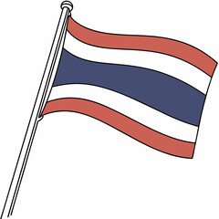 Thailand Flag: Horizontal stripes of red, white, and blue with a central blue stripe.
