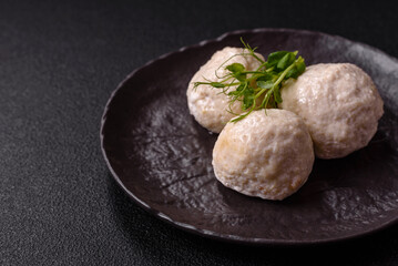 Delicious healthy steamed chicken cutlets or minced meatballs
