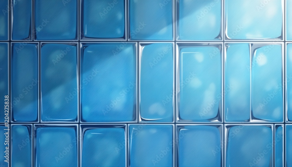 Aufkleber abstract blue tiles create geometric pattern. light reflects subtly on glassy surface. modern design