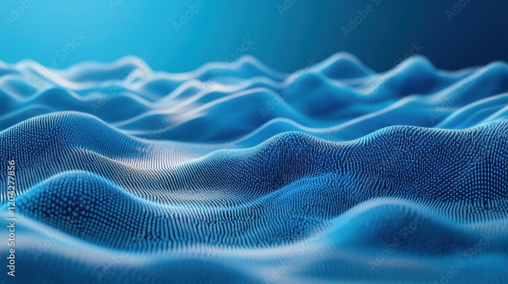 Poster digitally generated binary code landscape on blue background