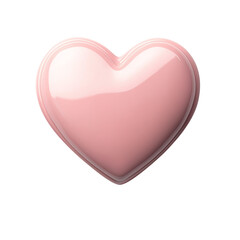 Glossy Pink Heart Shape Isolated on Transparent Background