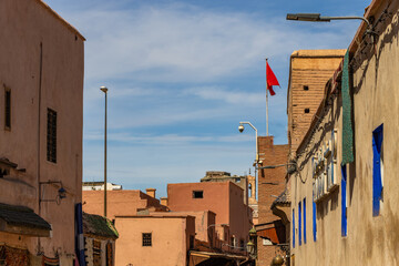Beautiful street of old medina in Marrakech, Morocco, Africa.