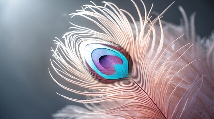 Obraz premium Elegant Peacock Feather Close-Up: A Study in Color and Texture
