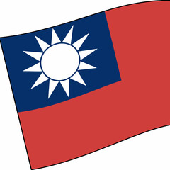 Taiwan Flag: Blue field with a white sun and red and white stripes.
