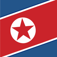 North Korea Flag: Blue and red design with a white circle and a star.
