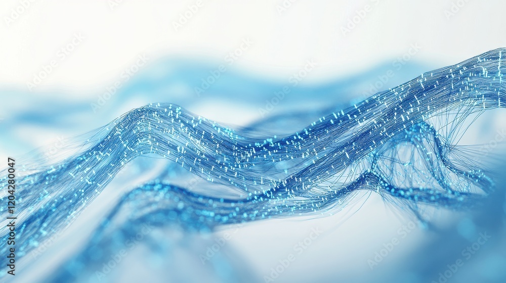 Poster blue circuit lines on a white background depicting a technology and connection concept