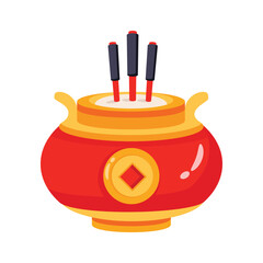A decorative incense pot vector design symbolizing blessings and prayer offerings