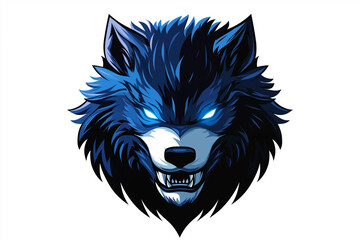 A wolf with blue fur and blue eyes. Generative Ai.