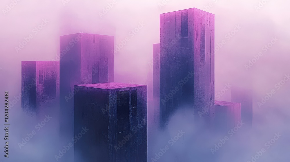 Poster abstract gravity defying structures in a misty atmosphere