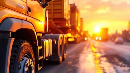 Sunset highway trucking logistics transportation traffic