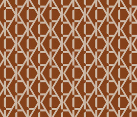 Seamless cellular linear modern trendy pattern with orange hexagonal shapes, with light white lines. Cellular ornament for fabric, texture, fashion design Vector illustration