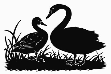 Animal Silhouette Collection Couples, Mountains, on white background