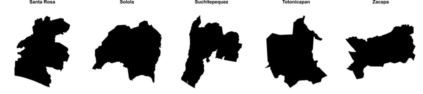 Santa Rosa, Solola, Suchitepequez, Totonicapan, Zacapa outline maps