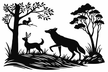 Animal Silhouette Collection Couples, Mountains, on white background