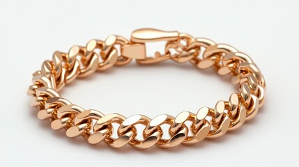 Obraz premium Gold chain bracelet on white background, jewelry photography for online store