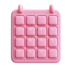Pink Calculator with Buttons Isolated on Transparent Background