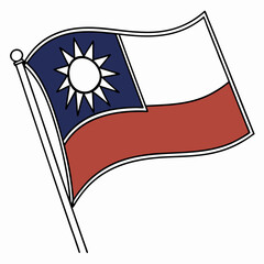 Taiwan Flag: Blue field with a white sun and red and white stripes.
