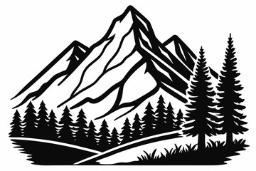 Animal Silhouette Collection  Couples, Mountains, Trees, and More Icons on White background.