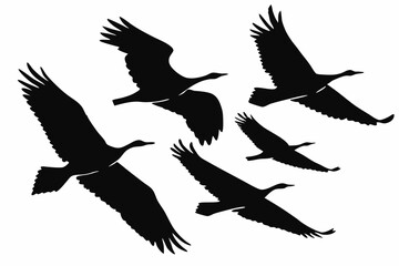 Animal Silhouette Collection  Couples, Mountains, Trees, and More Icons on White background.