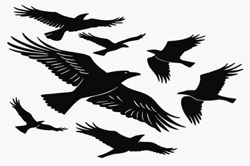 Animal Silhouette Collection  Couples, Mountains, Trees, and More Icons on White background.