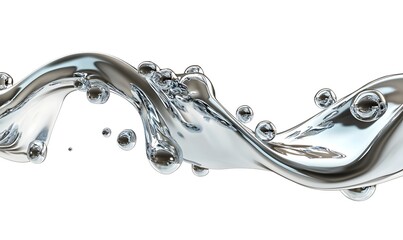 Abstract silver liquid wave splash.