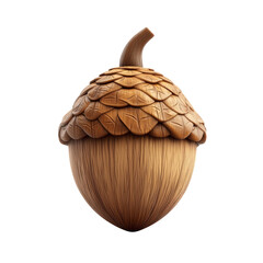 Acorn with Detailed Texture on Transparent Background for Design Use