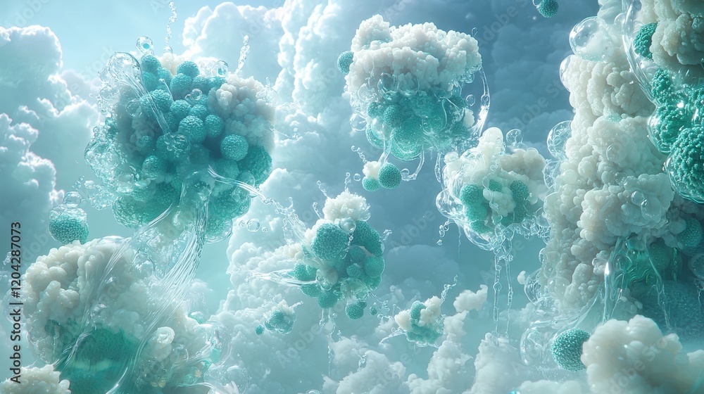 Aufkleber delicate glass-like structures floating in ethereal cloud environment