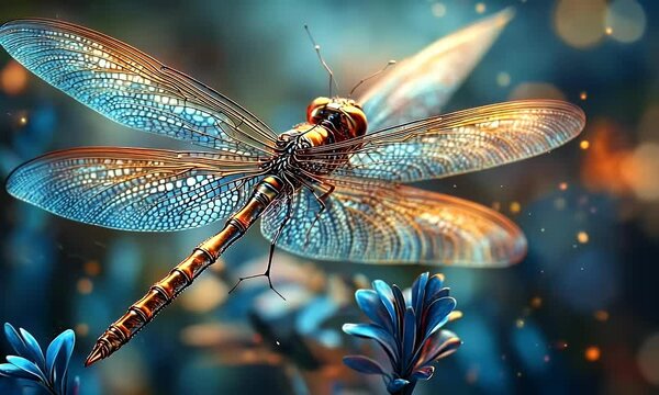 Dragonfly Hovering, Garden Flowers, Magic Dust, Nature, Poster