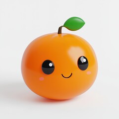 Cute Orange Fruit in Kawaii Style with Simple Design Elements