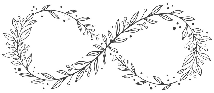 Floral infinity hand drawn vector illustration