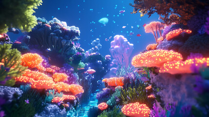 A glowing coral reef thriving with life, reflecting a hopeful environmental outlook. (2)