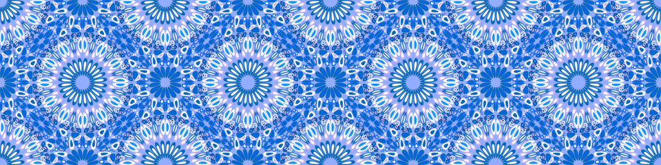 Seamless wide garden mandala ornament pattern background art