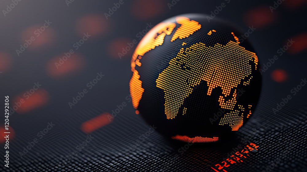 Aufkleber digital globe highlighting global connections and data flow