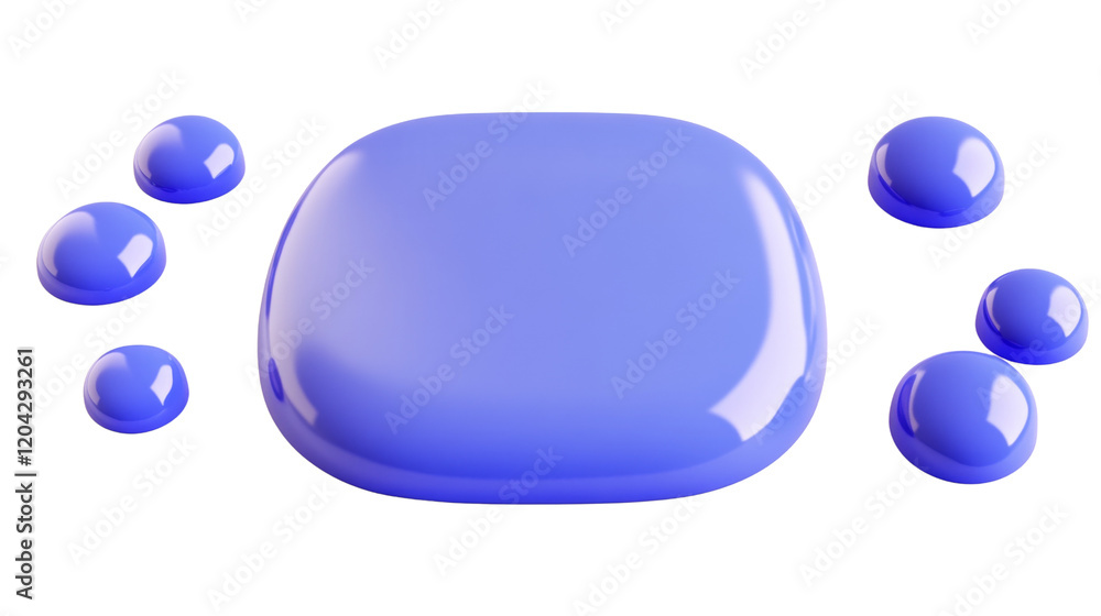 Aufkleber a glossy purple blob and several smaller droplets are arranged in a visually appealing manner.
