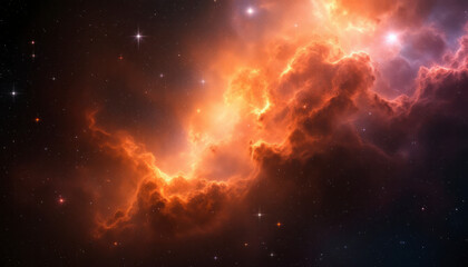 Obraz premium Fiery Nebula Space Wallpaper Stunning Cosmic Cloudscape