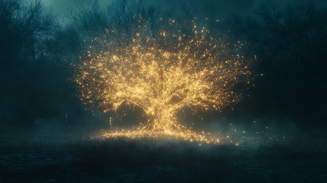 A glowing tree with branches representing different outlooks on life’s possibilities4